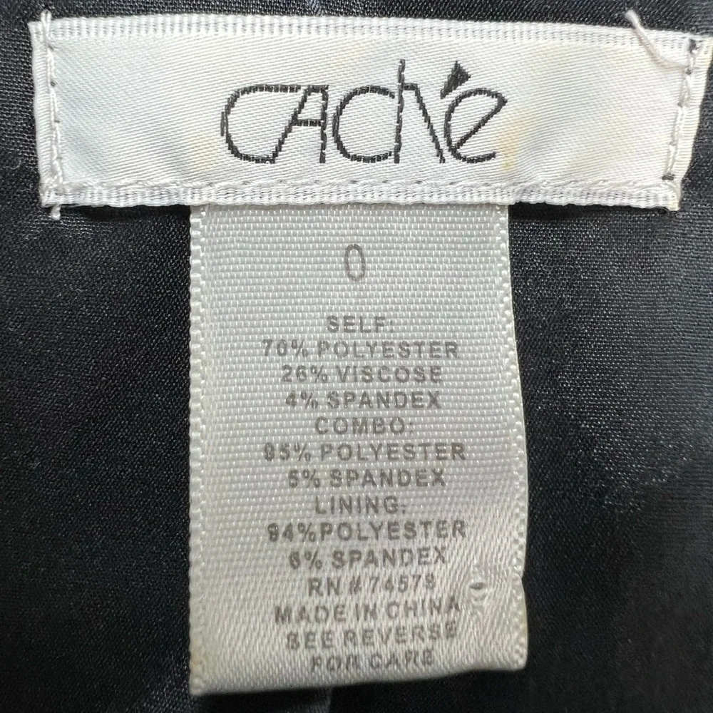 Cache Women's 0 Black Single Hook-Eye Clasp Stretch Blazer Suit Jacket - Picture 5 of 5